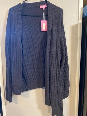 Edikted Black Cable-Knit Open Front Cardigan